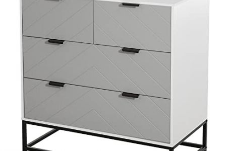 cómoda de noche de 5 cajones en blanco