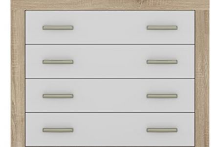 cómoda roble y blanco