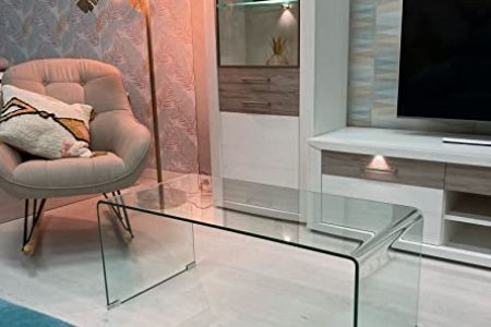 Mesa cristal curvado