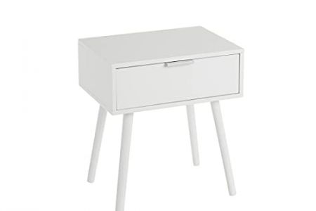 Mesita de noche blanca y madera