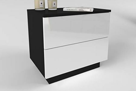 Mesita de noche blanca y negra