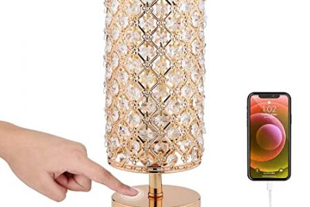 Mesita de noche dorada cristal