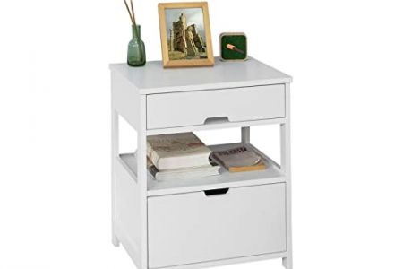 Mesita de noche dormitorio blanca