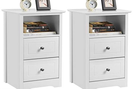 Mesitas de noche dormitorio vintage blancas