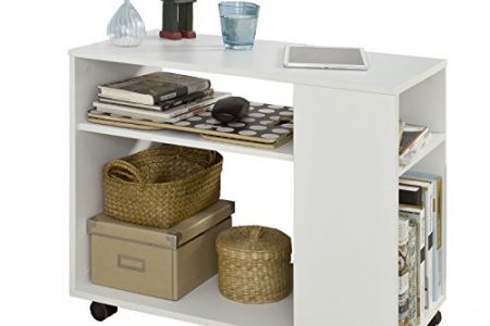 Sobuy fbt34wes mesa auxiliar con 2 estantes consolamesita de noche con ruedas