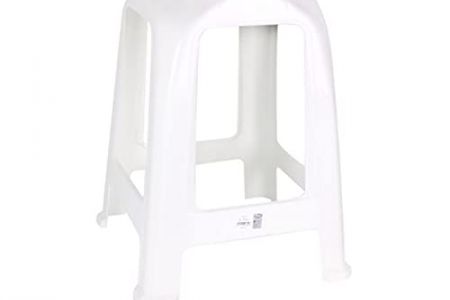 Taburete blanco plástico