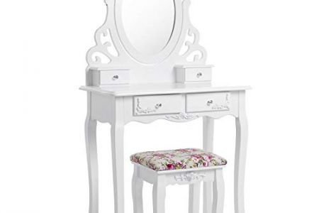 Taburete blanco tocador