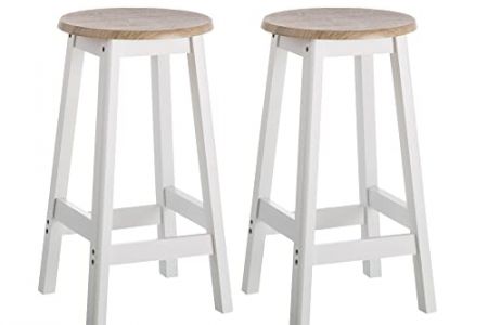 Taburete cocina blanco y madera