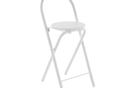 Taburete con respaldo blanco