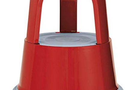 Taburete con ruedas rojo