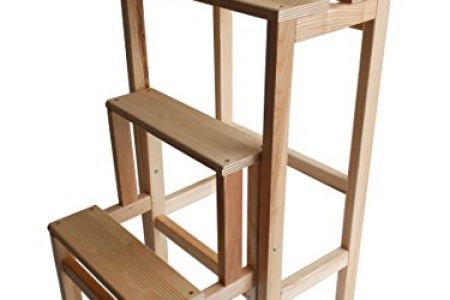 Taburete de madera con peldaño