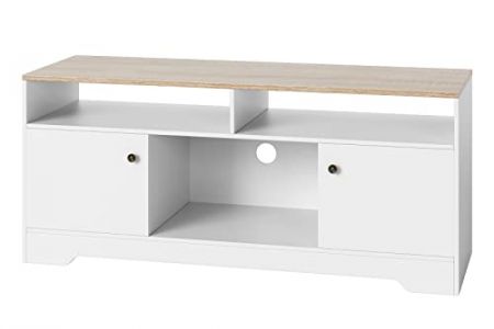 Mueble salón tv blanco y marrón