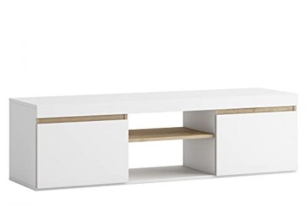 Mueble tv blanco y madera
