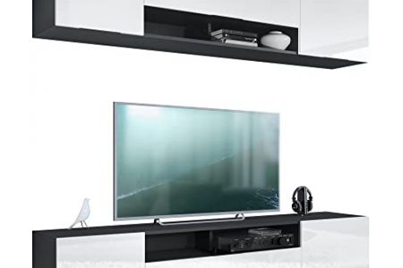 Mueble tv blanco y negro