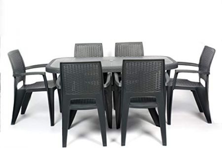 Conjunto mesa y sillas ratan