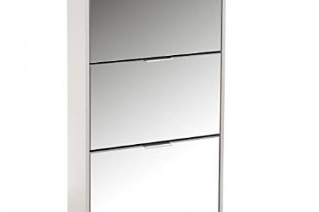 Zapatero blanco con espejo